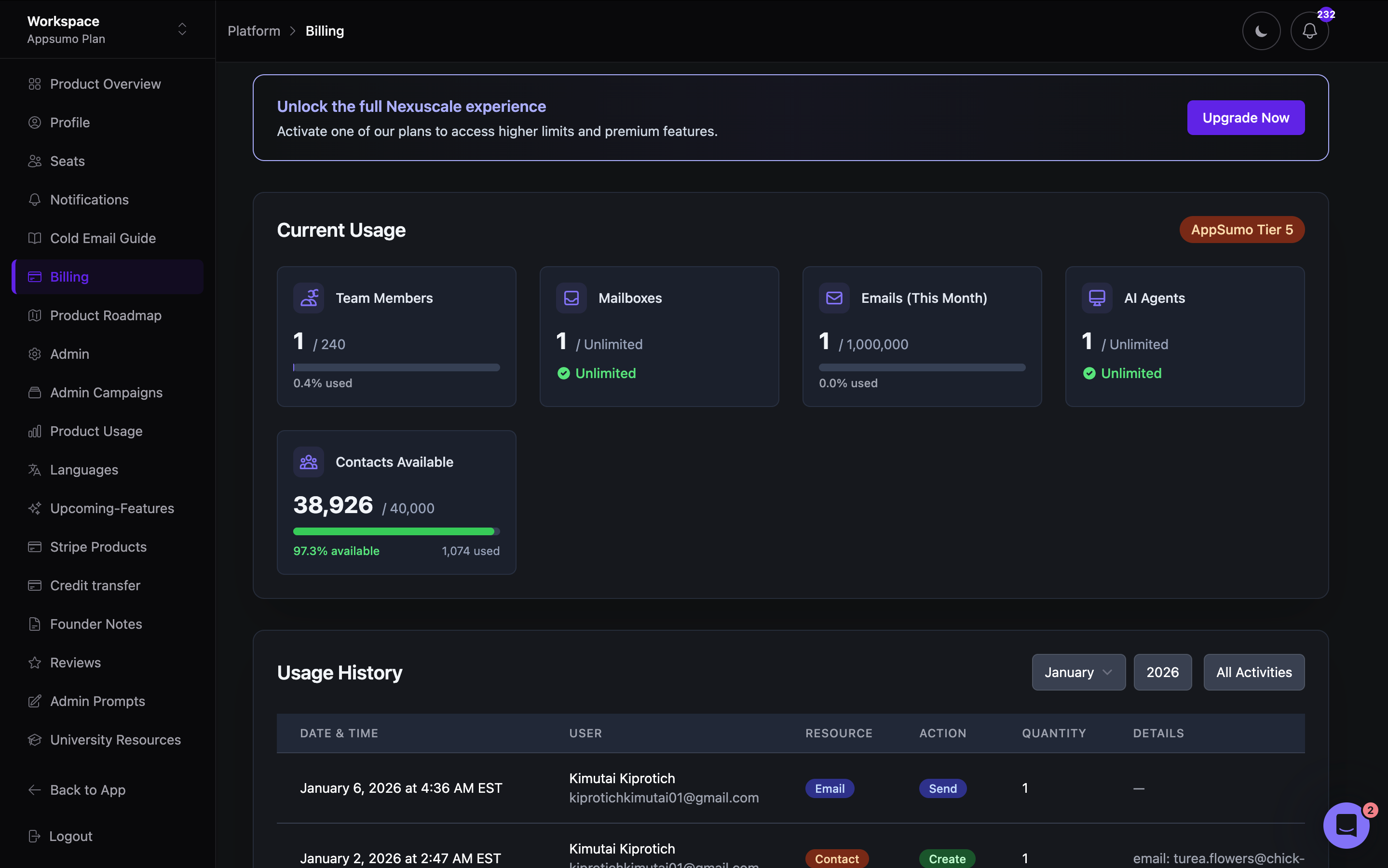 nexuscale Dashboard